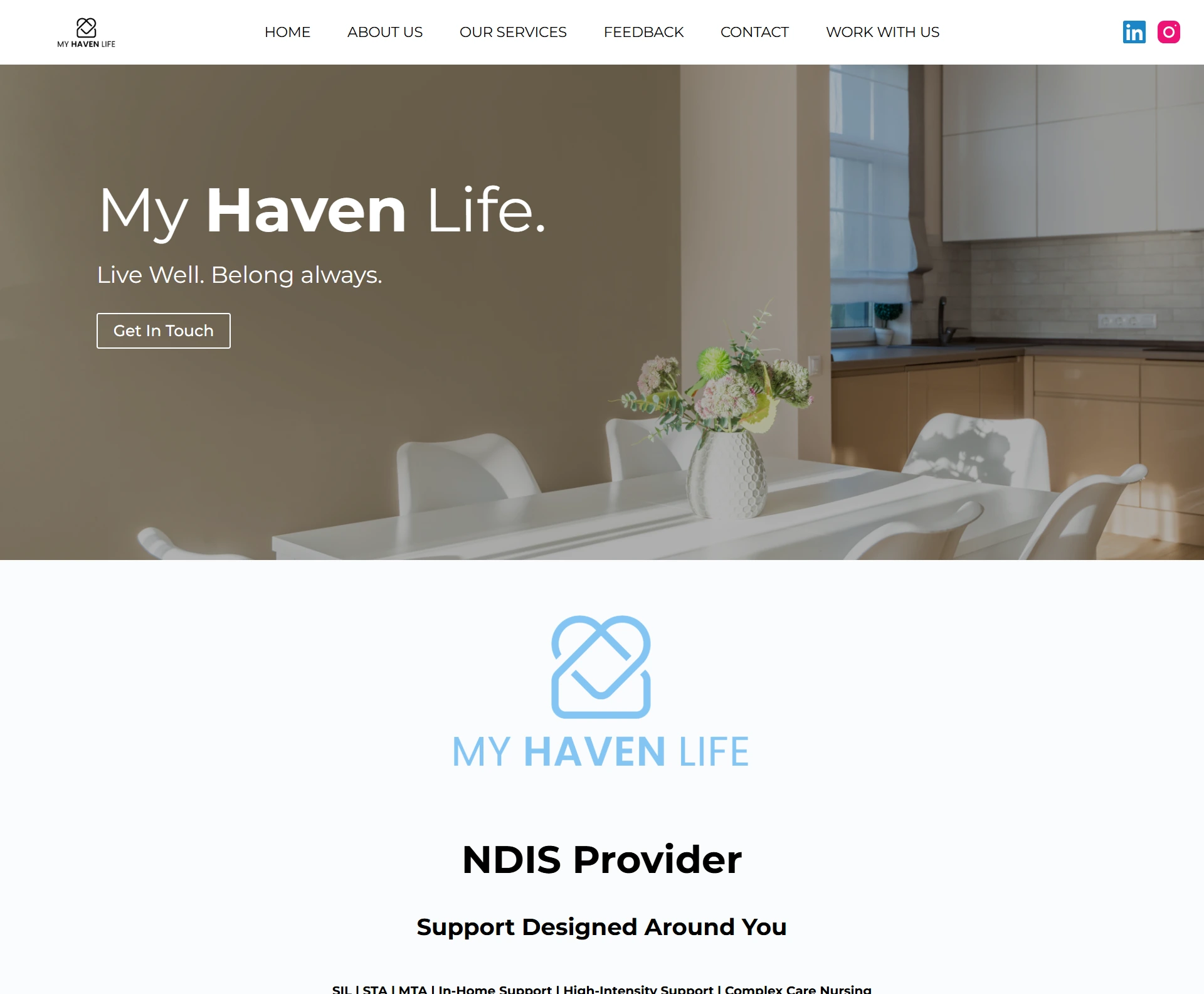 My Haven Life website project preview