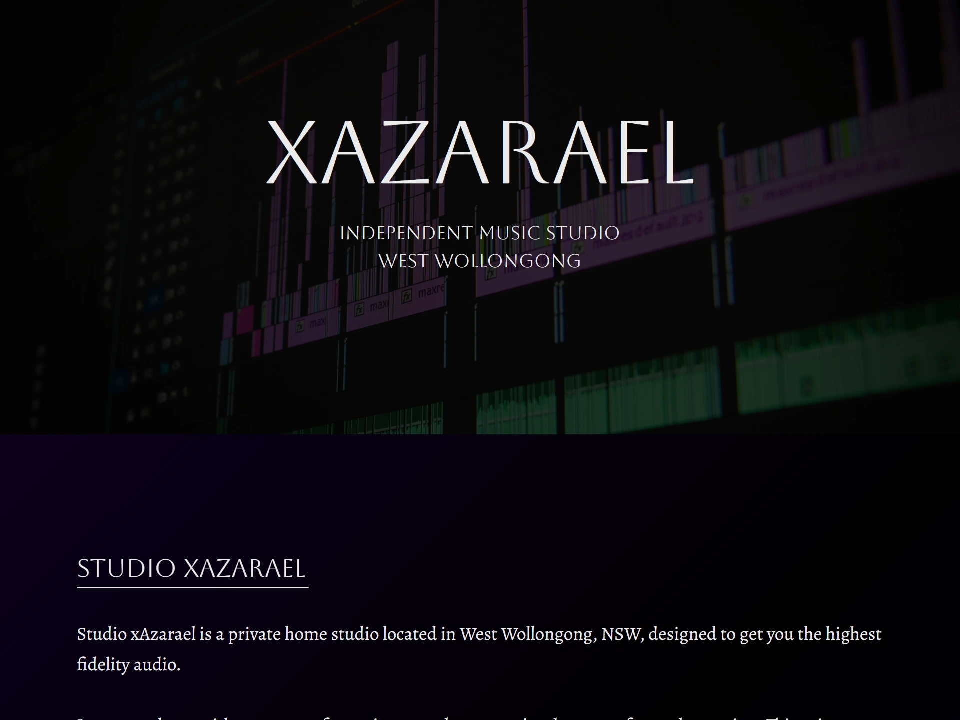 xAzarael recording studio website project preview